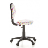 Kinder bureaustoel KIDDY TOP met kleurrijk hart- en bloemenpatroon en vijfpoot met zwenkwielen van hjh OFFICE – 360-gradenweergave (zijaanzicht 80°)