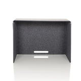 Grijze tafelverdeler FLEXMIUT FOLD met twee horizontale kabeluitlaten van hjh OFFICE – 360-gradenweergave (vooraanzicht 0°)