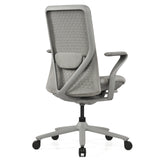 Achteraanzicht van de High end bureaustoel VERVIO in grijs met netrugleuning van hjh OFFICE