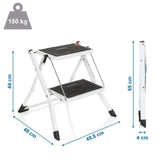 Maattekening van de Klaptrap SOLID W1 met een hoogte van 44 cm en een draagvermogen van 150 kg van hjh OFFICE