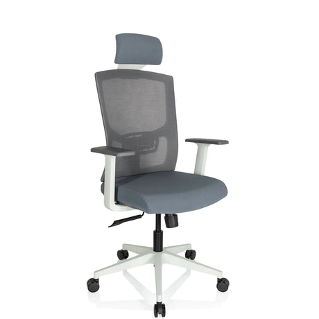 Professionele bureaustoel CAPTIVO BASE W in grijs met netrugleuning en hoofdsteun van hjh OFFICE