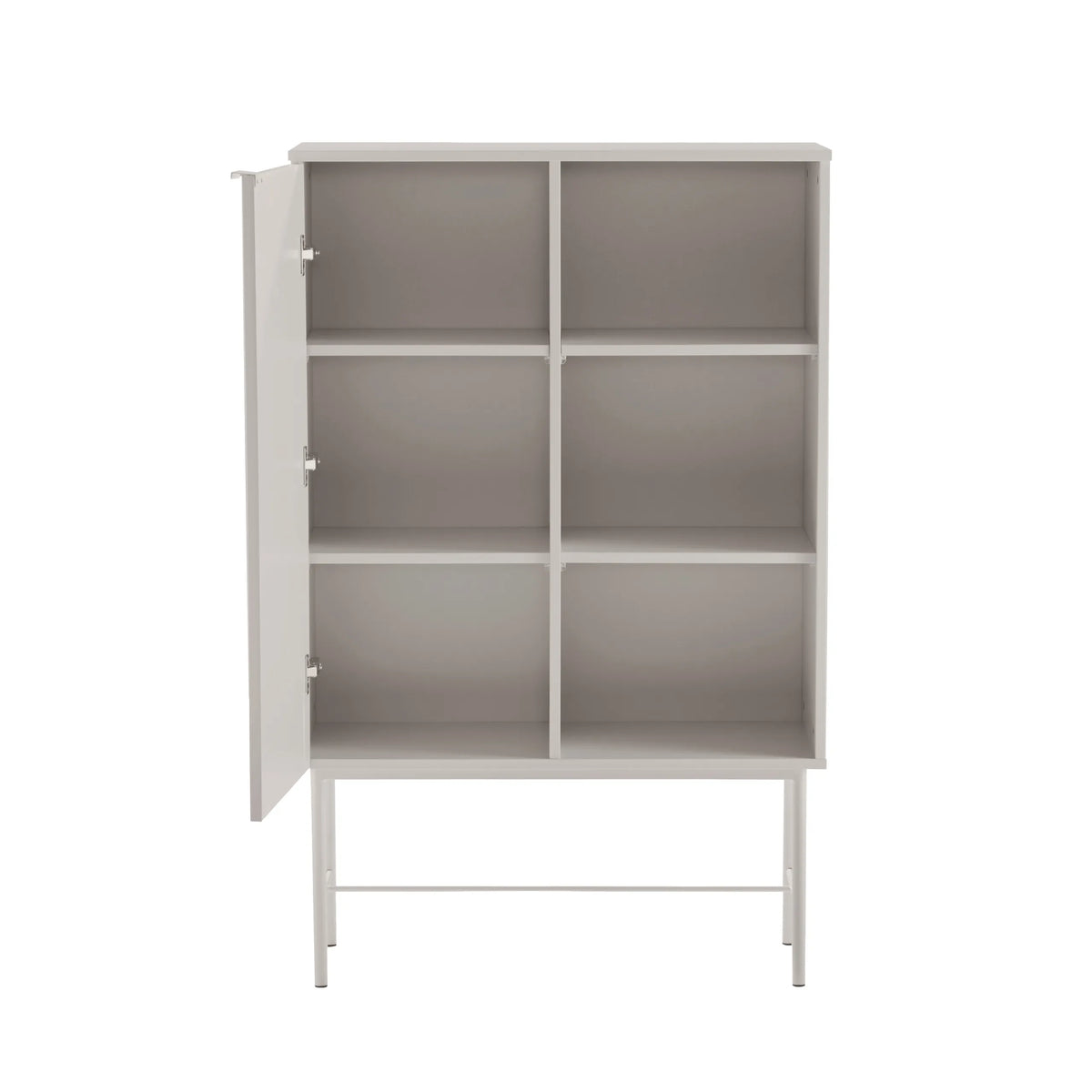 Open grijze SIO plank met zes planken en slanke metalen poten van hjh LIVING