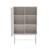 Open grijze SIO plank met zes planken en slanke metalen poten van hjh LIVING
