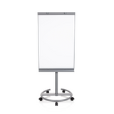 Zilverkleurig Whiteboard MULTIBOARD op een verrijdbaar onderstel met wielen van hjh OFFICE – 360-gradenweergave (vooraanzicht 0°)