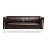 Bruine lounge bank CURACAO als driezitter met verchroomd frame van hjh OFFICE – 360-gradenweergave (vooraanzicht 0°)