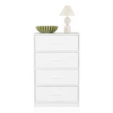 Witte commode ESTORIA met vier lades, gedecoreerd met een schaal en een tafellamp van hjh LIVING