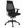 Professionele bureaustoel GENIDIA SMART BLACK CM met zwarte netbekleding en chroomaccenten van hjh OFFICE