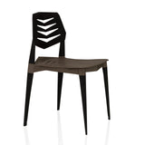 Bruin-zwarte Outdoor stoel Flecharo met geperforeerde rugleuning van hjh LIVING – 360-gradenweergave (schuin vooraanzicht 60°)