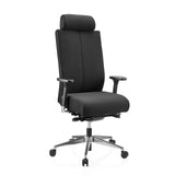 Zwarte Professionele bureaustoel PRO-TEC XXL met stoffen bekleding, hoofdsteun en vijfpoot met wieltjes van hjh OFFICE – 360-gradenweergave (schuin vooraanzicht 30°)