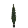 Groene Kunstplant CEDRUS in slanke vorm met zwarte plantenpot van hjh OFFICE