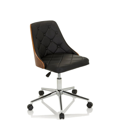 Homeoffice-Bürostuhl CENCA mit schwarzem Kunstlederbezug, Steppung und Holzrücken von hjh OFFICE