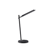 Lumanova D2 bureaulamp in het zwart met een ronde voet en een smalle lampenkap van hjh OFFICE – 360-gradenweergave (vooraanzicht 15°)