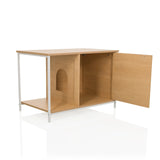 Open Kattenhuis KITTYHOME 1 in beukenoptiek met wit frame en boogvormige opening van hjh LIVING