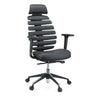 Zwarte Professionele bureaustoel ERGO LINE II PRO met lederen bekleding en gesegmenteerde rugleuning van hjh OFFICE