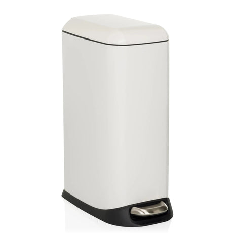 Witte CLEAN SLIM prullenbak met zwart voetpedaal en afneembaar deksel van hjh OFFICE