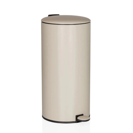 Beige prullenbak CLEAN STEP 2 met een inhoud van 30 liter en voetpedaal van hjh OFFICE