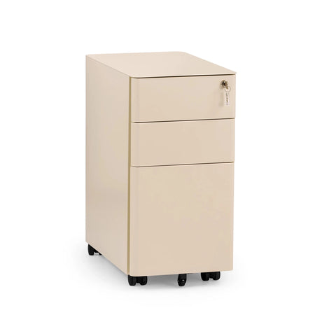 Beige Ladeblok COLOR I van metaal met drie laden en zwenkwielen van hjh OFFICE