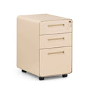 Beige Ladeblok COLOR PLUS I van metaal met drie laden en zwenkwielen van hjh OFFICE