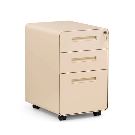Beige Ladeblok COLOR PLUS I van metaal met drie laden en zwenkwielen van hjh OFFICE