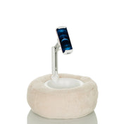 Beige Houder voor mobiele telefoon & tablet COMFILAP II met pluche onderkant en witte flexibele arm van hjh OFFICE