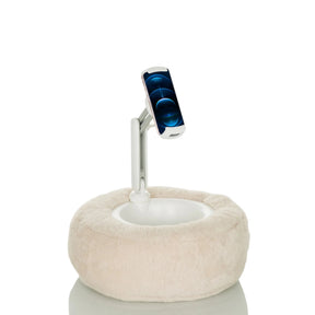 Beige Houder voor mobiele telefoon & tablet COMFILAP II met pluche onderkant en witte flexibele arm van hjh OFFICE