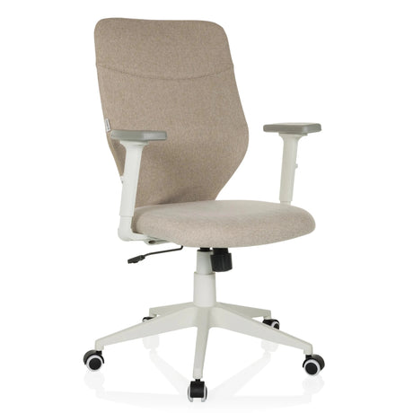 Thuisgebruik bureaustoel COSIO II met beige stoffen bekleding en wit frame van hjh OFFICE