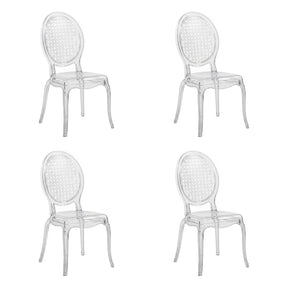 Set van vier transparante vierpotige stoelen CRISTALIO van doorzichtig kunststof van hjh LIVING