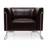 Bruine gestoffeerde fauteuil CURACAO met glad oppervlak en verchroomd metalen frame van hjh OFFICE