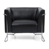Zwarte Gestoffeerde fauteuil CURACAO met lederen bekleding en verchroomd metalen frame van hjh OFFICE