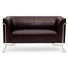 Braunes Loungesofa CURACAO als Zwei-Sitzer mit glänzendem Chromgestell von hjh OFFICE