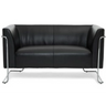 Zwarte lounge bank CURACAO als tweezitter met glanzend chromen frame van hjh OFFICE