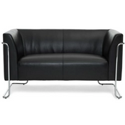 Zwarte lounge bank CURACAO als tweezitter met glanzend chromen frame van hjh OFFICE