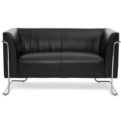 Zwarte lounge bank CURACAO als tweezitter met glanzend chromen frame van hjh OFFICE