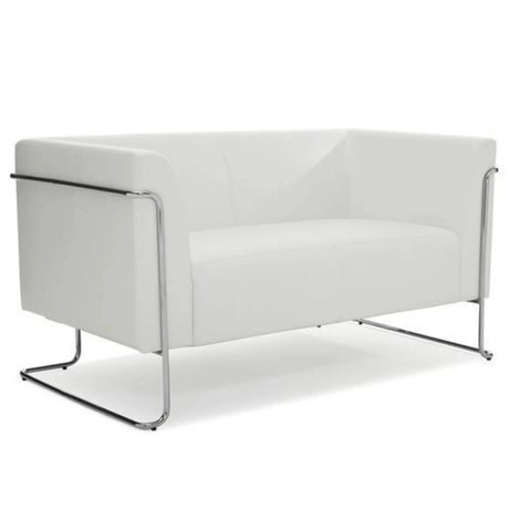 Witte lounge bank CURACAO als tweezitter met verchroomd sledepootframe van hjh OFFICE