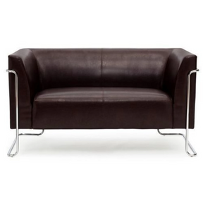Bruine lounge bank CURACAO als tweezitter met glanzend chromen frame van hjh OFFICE