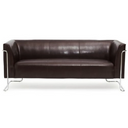 Braunes Loungesofa CURACAO als Drei-Sitzer mit Lederbezug und verchromtem Gestell von hjh OFFICE