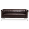 Bruine lounge bank CURACAO als driezitsbank met lederen bekleding en verchroomd frame van hjh OFFICE