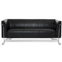 Schwarzes Loungesofa CURACAO als Drei-Sitzer mit glänzendem Metallgestell von hjh OFFICE