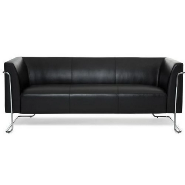 Schwarzes Loungesofa CURACAO als Drei-Sitzer mit glänzendem Metallgestell von hjh OFFICE