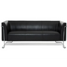 Zwarte lounge bank CURACAO als driezitter met glanzend metalen frame van hjh OFFICE