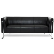 Zwarte lounge bank CURACAO als driezitter met glanzend metalen frame van hjh OFFICE