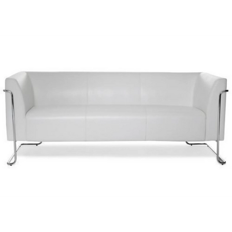 Weißes Loungesofa CURACAO als Drei-Sitzer mit verchromtem Metallgestell von hjh OFFICE