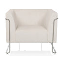 Witte Lounge stoel Curacao Cord met geribbelde stoffen bekleding en zilverkleurig metalen onderstel van hjh LIVING