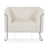 Witte Lounge stoel Curacao Cord met geribbelde stoffen bekleding en zilverkleurig metalen onderstel van hjh LIVING