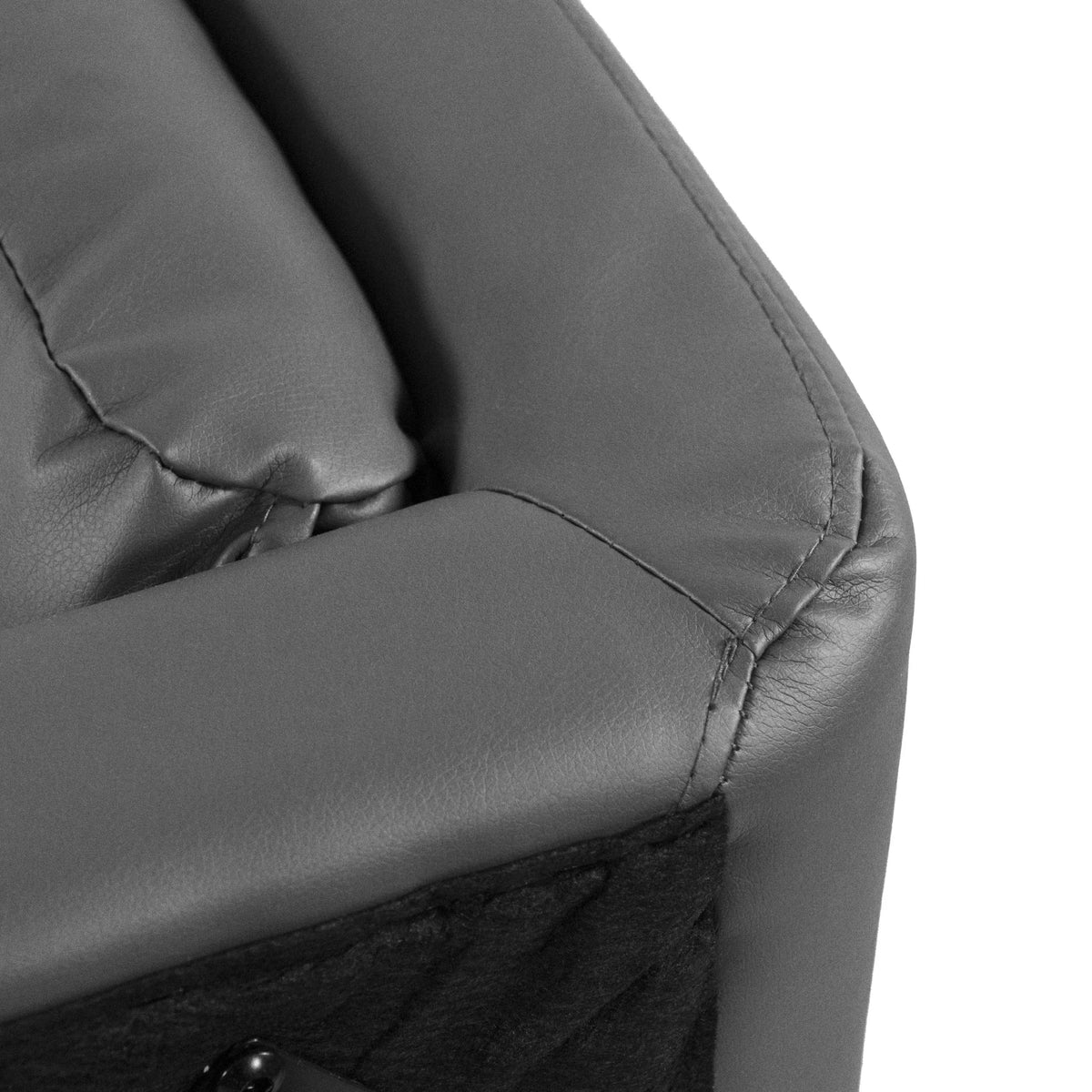 Grijze kunstlederen bekleding en naden van de lounge bank VINTALUX van hjh LIVING