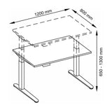 Technische tekening van het XBHM 12 SS bureau met 1200 × 800 mm van hjh OFFICE PRO