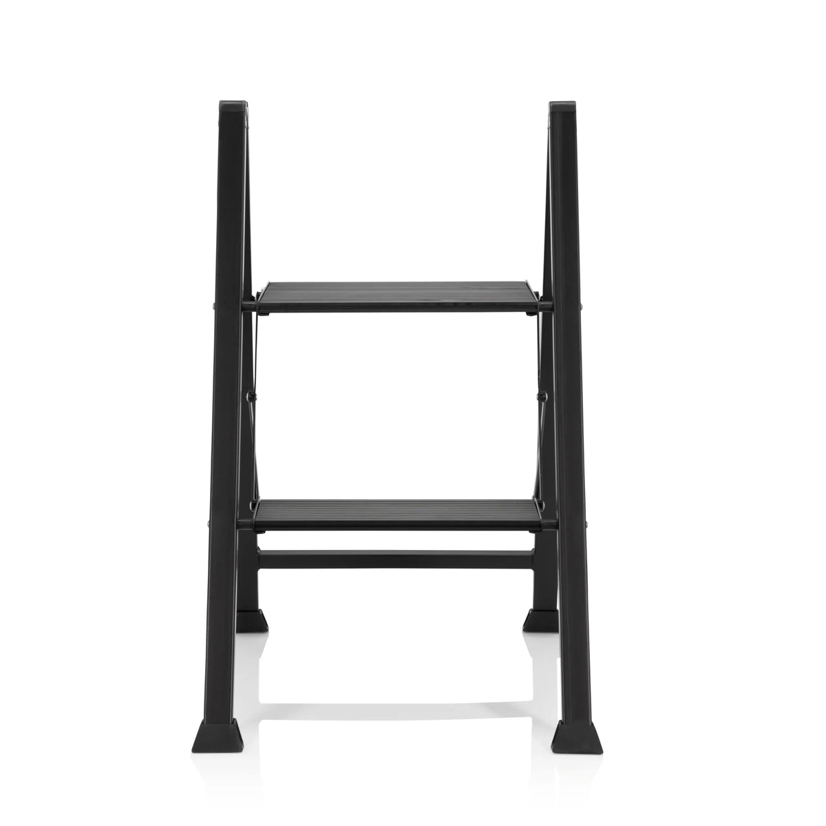 Zwarte Klaptrap SOLID W5 met twee treden van hjh OFFICE – 360-gradenweergave (vooraanzicht 0°)