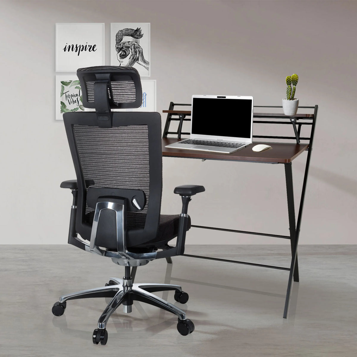 Schwarzer High-End-Bürostuhl NOVA PRO I mit Kopfstütze und Netzrückenlehne von hjh OFFICE