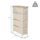 Maattekening van de Commode FOLDRESS S met 76 × 48 cm en vier lades van hjh LIVING