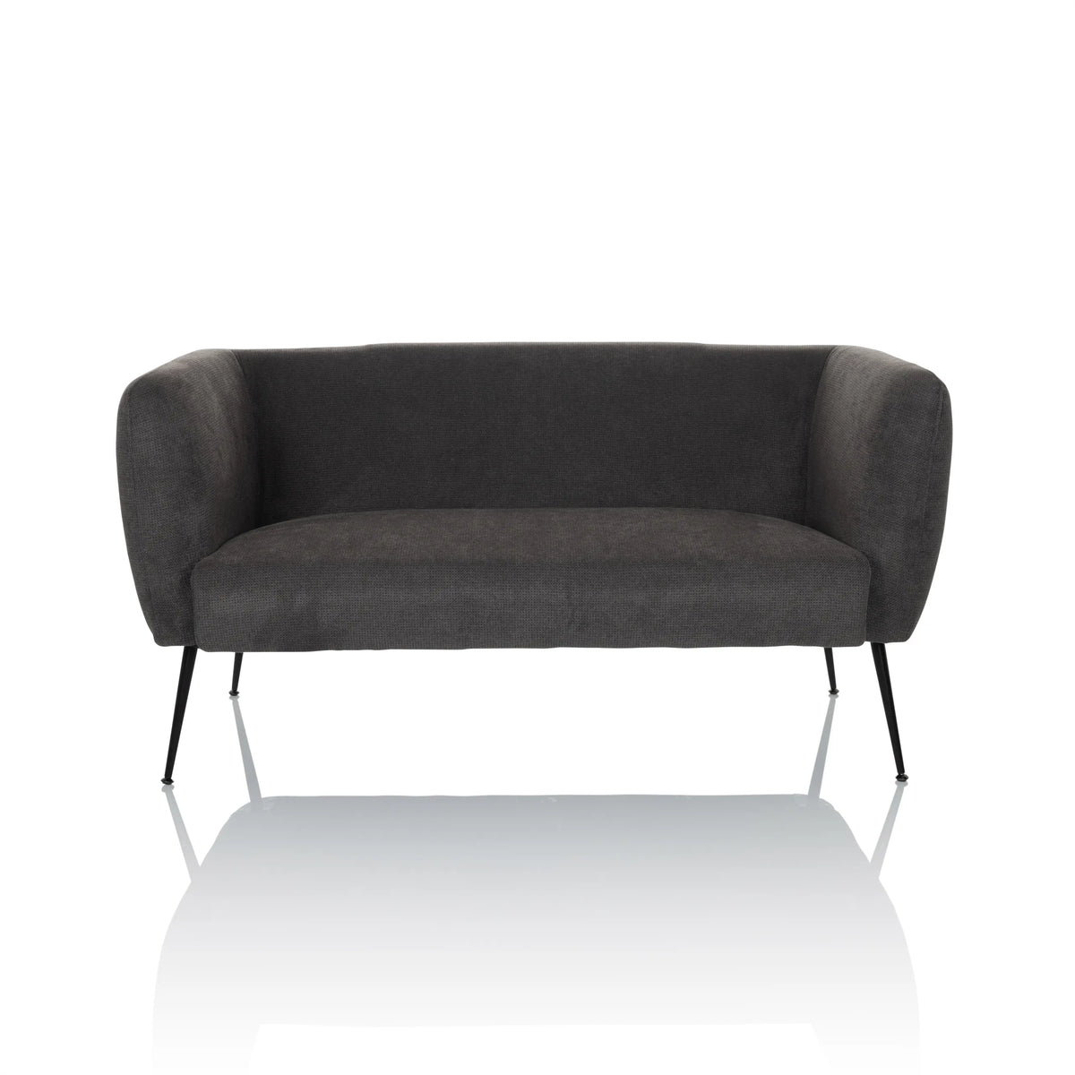 Grijze lounge bank HAYRIVER met slanke zwarte poten van hjh LIVING – 360-gradenweergave (vooraanzicht 0°)